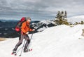 Winter climbing the mountain. Royalty Free Stock Photo