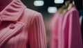 winter clothes coats pink color on a mannequin .Generative AI