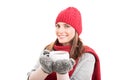 Winter clothes and hot tea Royalty Free Stock Photo