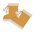 Winter clothes illustration. Pair of vector ugg boots for cold weather isolated on white background.