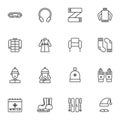 Winter clothes line icons set Royalty Free Stock Photo