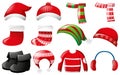 Winter clothes in red and green color Royalty Free Stock Photo