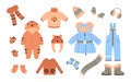 Cute Sets of winter Children\'s Clothing. Cute Tiger print Set and blue Set.