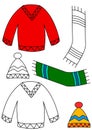 Winter clothing - coloring book