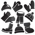 Winter clothing icon set.