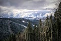 Winter cloudy landscape of the Carpathian Mountains in Eastern Europe Royalty Free Stock Photo