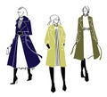 Winter coat. Fashion illustration, vector sketch