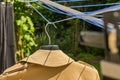 Winter Coat Hanging on Clothesline Outdoors Royalty Free Stock Photo