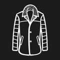 Winter coat outlined icon in dark background