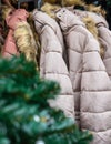 Winter coats on a sale Royalty Free Stock Photo