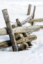 Winter cold an pole fence