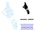 Winter Collage Map of Bahamas - Andros Island with Snow Flakes
