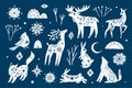 Winter collection of mystic animals