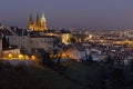 Winter colorful night Prague City with gothic Castle, Czech Republic Royalty Free Stock Photo