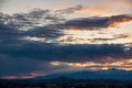 Winter colorful sunset in the countryside of Friuli-Venezia Giulia, Italy Royalty Free Stock Photo