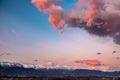 Winter colorful sunset in the countryside of Friuli-Venezia Giulia, Italy