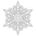 Winter coloring page with anti stress snowflake Royalty Free Stock Photo