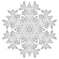 Winter coloring page with anti stress snowflake Royalty Free Stock Photo