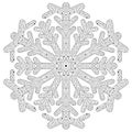 Winter coloring page with anti stress snowflake Royalty Free Stock Photo