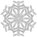 Winter coloring page with anti stress snowflake Royalty Free Stock Photo