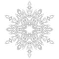 Winter coloring page with anti stress snowflake Royalty Free Stock Photo