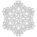 Winter coloring page with anti stress snowflake Royalty Free Stock Photo