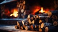 Winter Comfort Firewood and Fireplace - Generative AI