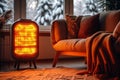 Winter comfort Infrared heater radiates warmth in a cozy home Royalty Free Stock Photo