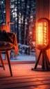 Winter comfort Infrared heater radiates warmth in a cozy home Royalty Free Stock Photo