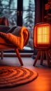 Winter comfort Infrared heater radiates warmth in a cozy home Royalty Free Stock Photo