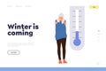 Winter is coming concept for landing page template offers tips and advices how to warm up when cold