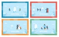 Winter Coming Greeting Text Cartoon Banner Set Royalty Free Stock Photo