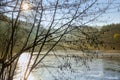 Winter is comming: Afternoon sun over small frozen lake in Hessen Germany