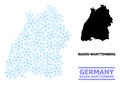 Winter Composition Map of Baden-Wurttemberg State with Snowflakes