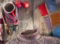 Winter composition with a mug of hot mulled wine Royalty Free Stock Photo