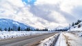 Winter conditions on a good day on the summit of the four lane Coquihalla Highway between Hope and Merritt Royalty Free Stock Photo