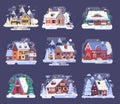 Winter Country House and Cabin Set Royalty Free Stock Photo