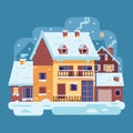 Winter Country House with Chimney Royalty Free Stock Photo