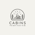 Winter countryside cabin minimalist line art logo