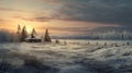 Winter Countryside With Farmhouse: A Photorealistic Image Of Salaberry-de-valleyfield