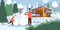 Winter Countryside Flat Illustration