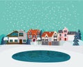 Winter Countryside Landscape Flat Template