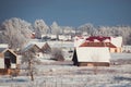 Trees and houses all are frosty, cold winter Royalty Free Stock Photo