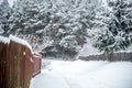 Winter countryside in village