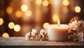 Winter coziness candle day joyful illumination for a warm and cozy home with copy space