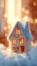 Winter coziness Knitted house, a charming abode on a blurry background