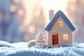 Winter coziness Knitted house, a charming abode on a blurry background