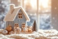 Winter coziness Knitted house, a charming abode on a blurry background