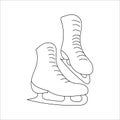 Winter Cozy mood concept. line art pair of skates. For your creative design. Ice skating symbol of winter. Outline Royalty Free Stock Photo