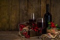 Winter cozy wine tasting background